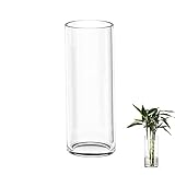 TSKDKIT Jarrón grande de cristal para flores de 30 cm, jarrón cilíndrico transparente...
