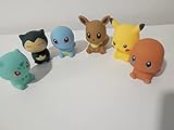 Genérico Pokemon Pack de 6 Figuras de 5 cm. Pikachu, Bulbasaur Squirtle, Eevee, Snorlax.