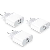 Enchufe USB, 2.1A/5V 3-Pack Cargador for iPhone 14 13 12 11 Pro MAX XS XR X 8 7 6 6S Plus...