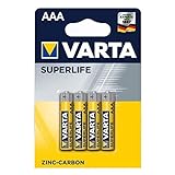 VARTA 10500403 Superlife - Batería de carbón de zinc AAA / R03 con 1,5 V, capacidad 800...