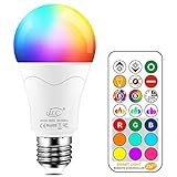 iLC Bombillas Colores RGBW 85W Equivalente LED Bombilla Regulable Cambio de Color Edison...
