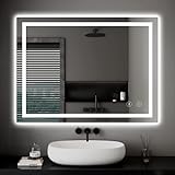Dripex Espejo de Baño con Luz LED 60 x 80 cm, Antivaho, Interruptor Táctil, Dimmable, 3...