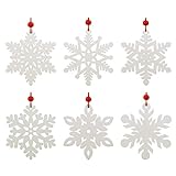 LEMESO 24 Piezas Pack de Copo de Nieve de Madera Colgantes Blanco para Navidad Árbol de...