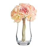 UNISHOP Jarrón de Flores de Cristal, Florero de Vidrio de 21 cm de Alto, Elegante y...