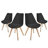 Mc Haus Lena Black x4 - Pack de 4 sillas de Comedor, diseño nórdico con Asiento...
