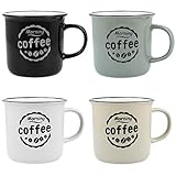 com-four® 4x Vintage Coffee Mug Morning Coffee - Taza de café de cerámica para el hogar...