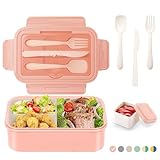 LUZOON Lunch Box, 1400Ml Bento Box Fiambrera Infantil y Adultos con 3 Compartimentos y...