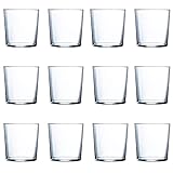 Tradineur - Set de 12 vasos de cristal modelo Ruta, vasos clásicos para agua, bebidas,...