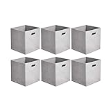 Amazon Basics - Cajas de almacenamiento de tela, con forma de cubo, plegables, con ojales...
