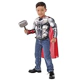 Avengers - Disfraz de Thor para niños, pecho musculoso y martillo, infantil 5-7 años...