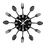 Reloj de Cocina Efecto Espejo con diseño de Cuchara, Tenedor, cubertería, Adhesivo...