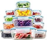 KICHLY - Recipientes de vidrio para comida - 24 piezas (12 envases, 12 tapas de cierre) -...