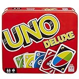 Mattel Games UNO Deluxe en Caja metálica, Juego de 108 Cartas para familias, niños y...
