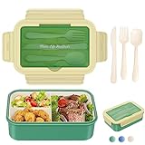 LUZOON Lunch Box, Bento Box Fiambrera Infantil y Adultos con 3 Compartimentos y Cubiertos...