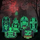 Jojoin Juego de 6 Lápidas de Halloween Efecto Fluorescente -Decoración Horrorosa...