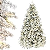Yorbay Árbol de Navidad Artificial, con Luces Led y Copos de Nieve Decoracion Navideña,...