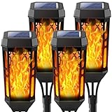 Luces de llamas Solar Exterior,4 Piezas 12LED Luces solares de llama para exteriores...