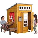 KidKraft- Casa de jardín moderna de madera para niños, incluye cocina de juego y...