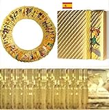 BJZ 55 Pcs Cartas de pok Doradas,Originales Gold Foil Cartas de Coleccionables (Not Cartas...