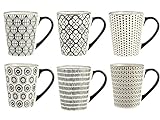 Confezione 6 mug vhera in stoneware decoro assortito cc 350