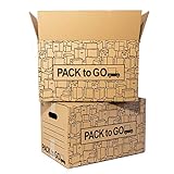Pack 10 Cajas Carton Almacenaje, Mudanza con Asas, Carton reforzado de 50x30x30cm. (Pack...