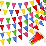 Annhao 50 metros 120 Banderines Triangulares Bunting Banner Banners Multicolores...