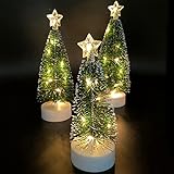 Mini árbol de Navidad Artificial 3 Piezas de árbol de Navidad de Mesa con Luces...