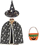 Halloween disfraz niño mago capa, Disfraz bruja bebe unisex(2 -13años)con Sombrero de...