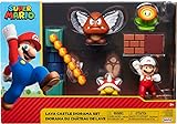 Super Mario- Diorama Castillo de Lava con 3 Figuras 6 cm y 2 Accesorios Accionables...