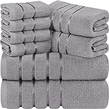 Utopia Towels - Juego de Toallas Gris frío 8 - Toallas de Rayas de Viscosa - algodón...